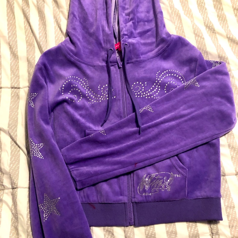 Winx club velour cropped zipup